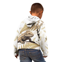 Gold New Zealand Tuatara Kid Hoodie Aotearoa Sphenodon Punctatus Silver Fern LT14 - Polynesian Pride