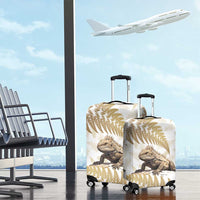 Gold New Zealand Tuatara Luggage Cover Aotearoa Sphenodon Punctatus Silver Fern