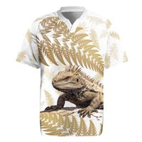 Gold New Zealand Tuatara Rugby Jersey Aotearoa Sphenodon Punctatus Silver Fern LT14 Gold - Polynesian Pride