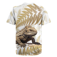 Gold New Zealand Tuatara Rugby Jersey Aotearoa Sphenodon Punctatus Silver Fern LT14 - Polynesian Pride