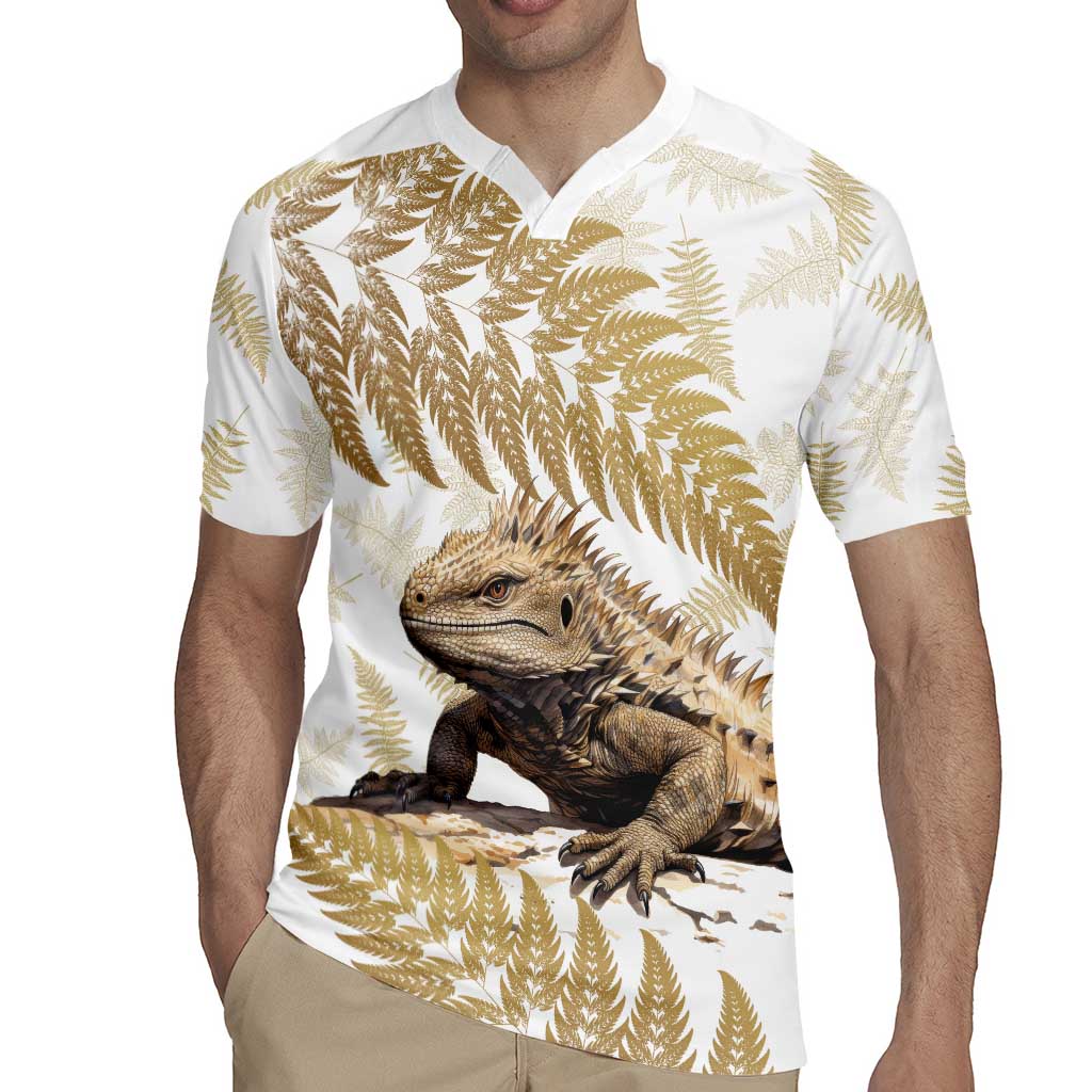 Gold New Zealand Tuatara Rugby Jersey Aotearoa Sphenodon Punctatus Silver Fern LT14 - Polynesian Pride