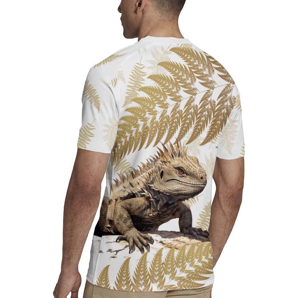 Gold New Zealand Tuatara Rugby Jersey Aotearoa Sphenodon Punctatus Silver Fern LT14 - Polynesian Pride