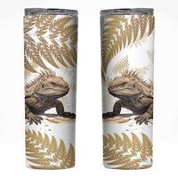 Gold New Zealand Tuatara Skinny Tumbler Aotearoa Sphenodon Punctatus Silver Fern LT14 Gold - Polynesian Pride