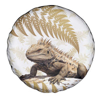Gold New Zealand Tuatara Spare Tire Cover Aotearoa Sphenodon Punctatus Silver Fern LT14 - Polynesian Pride
