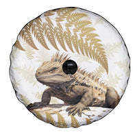 Gold New Zealand Tuatara Spare Tire Cover Aotearoa Sphenodon Punctatus Silver Fern LT14 - Polynesian Pride