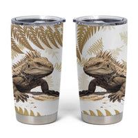 Gold New Zealand Tuatara Tumbler Cup Aotearoa Sphenodon Punctatus Silver Fern LT14 Gold - Polynesian Pride