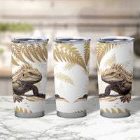Gold New Zealand Tuatara Tumbler Cup Aotearoa Sphenodon Punctatus Silver Fern LT14 - Polynesian Pride