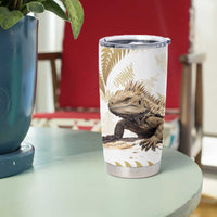 Gold New Zealand Tuatara Tumbler Cup Aotearoa Sphenodon Punctatus Silver Fern LT14 - Polynesian Pride