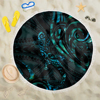 New Zealand Skink Beach Blanket Aotearoa Maori Mix Paua Shell LT14 One Size 150cm Blue - Polynesian Pride