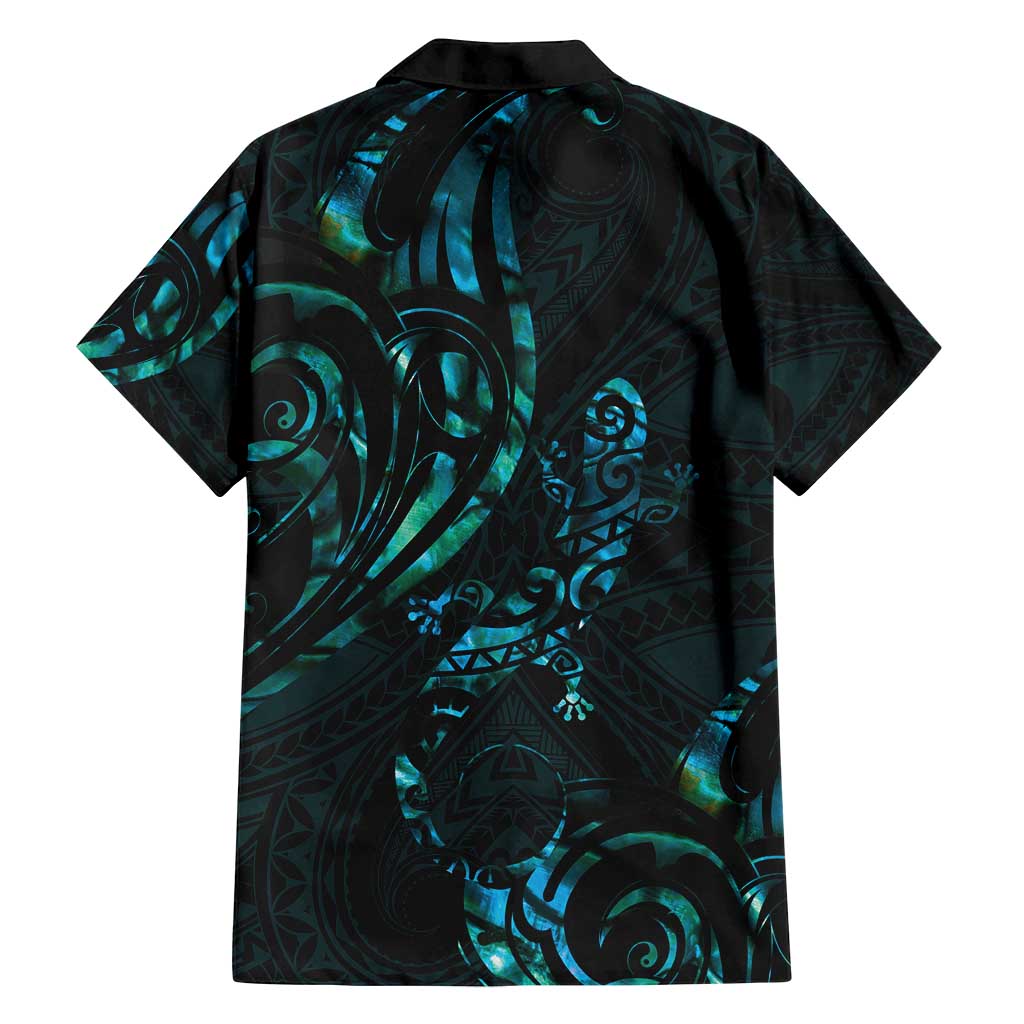New Zealand Skink Family Matching Off Shoulder Maxi Dress and Hawaiian Shirt Aotearoa Maori Mix Paua Shell LT14 - Polynesian Pride