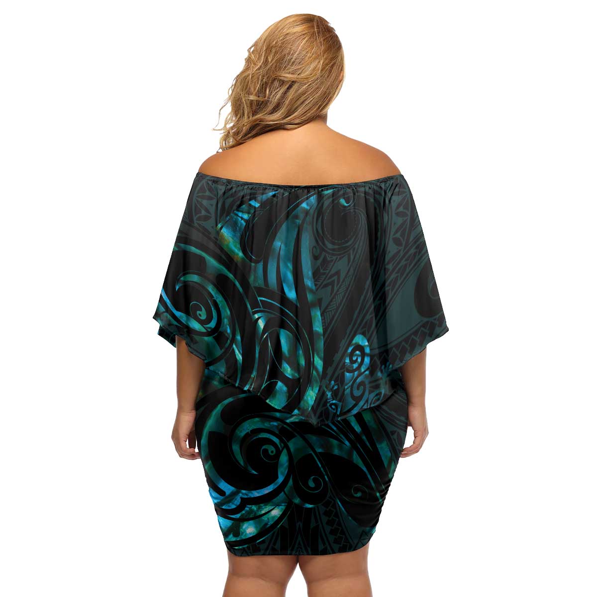 New Zealand Skink Family Matching Off Shoulder Short Dress and Hawaiian Shirt Aotearoa Maori Mix Paua Shell LT14 - Polynesian Pride
