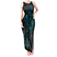 New Zealand Skink Tank Maxi Dress Aotearoa Maori Mix Paua Shell