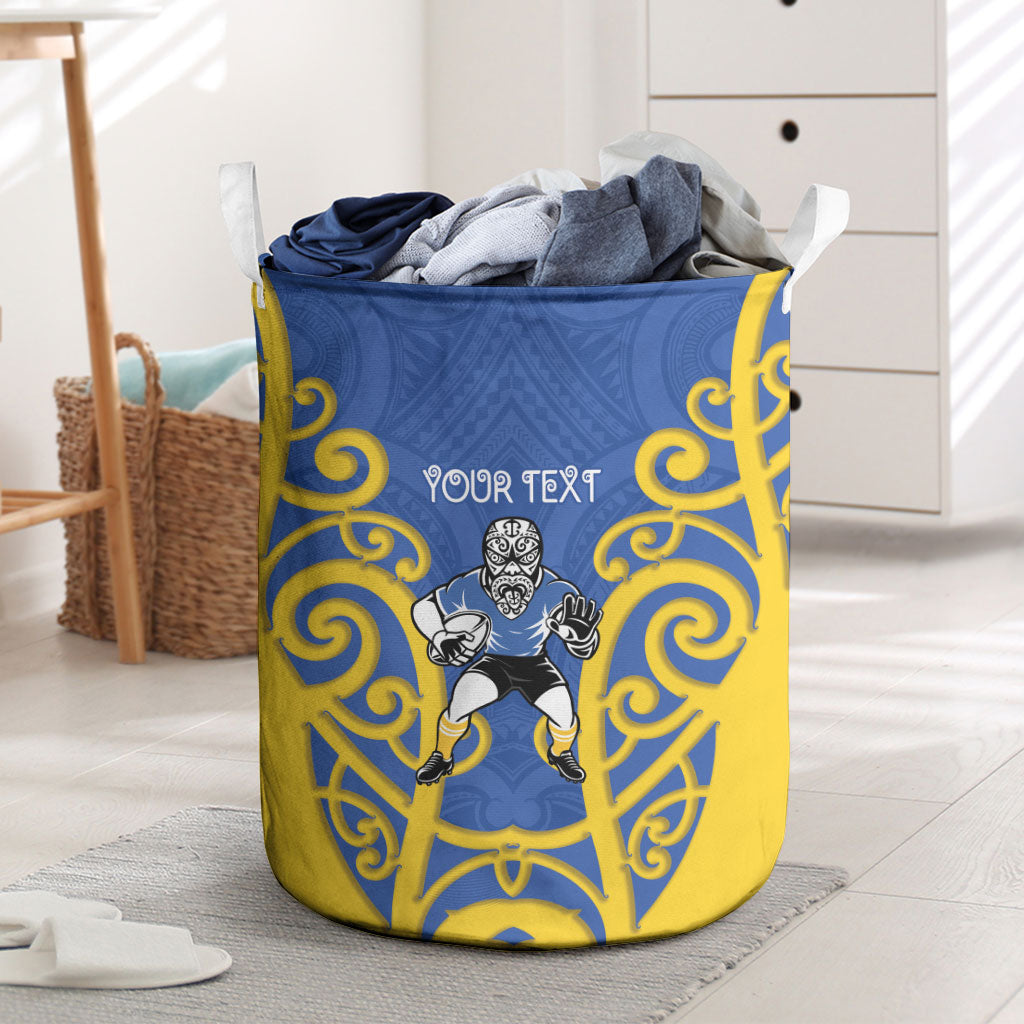 Otago Custom Rugby New Zealand Laundry Basket Aotearoa Maori Pukana Tiki Mascot