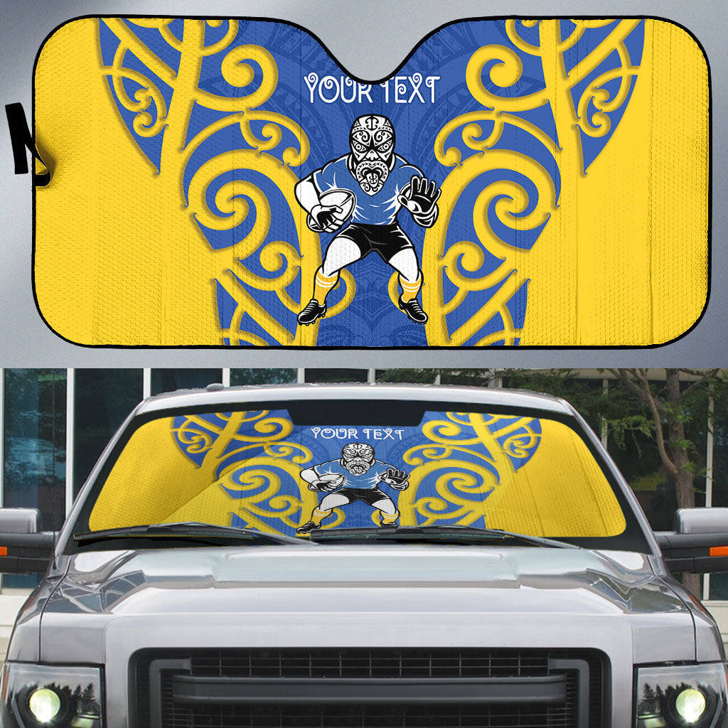 Otago Custom Rugby New Zealand Auto Sun Shade Aotearoa Maori Pukana Tiki Mascot