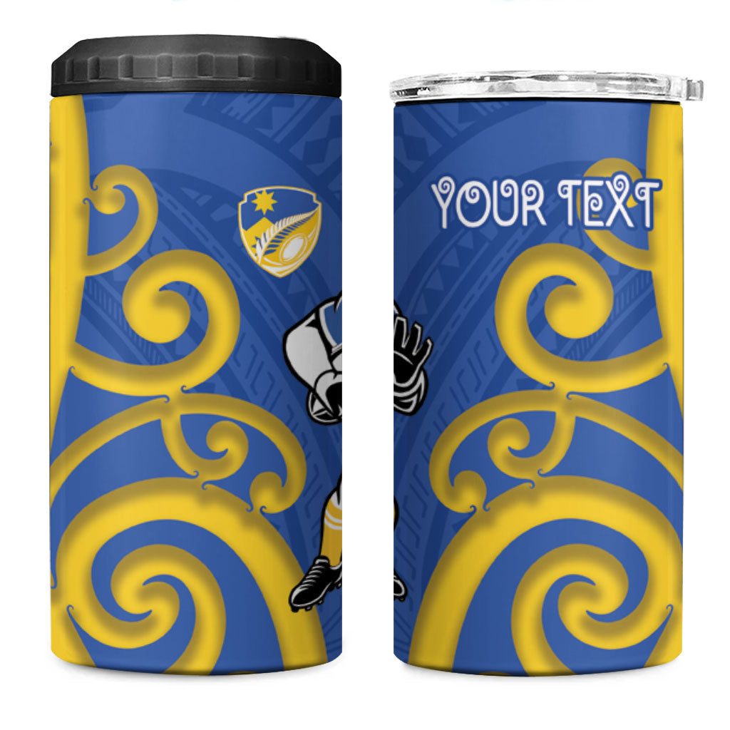 Otago Custom Rugby New Zealand 4 in 1 Can Cooler Tumbler Aotearoa Maori Pukana Tiki Mascot