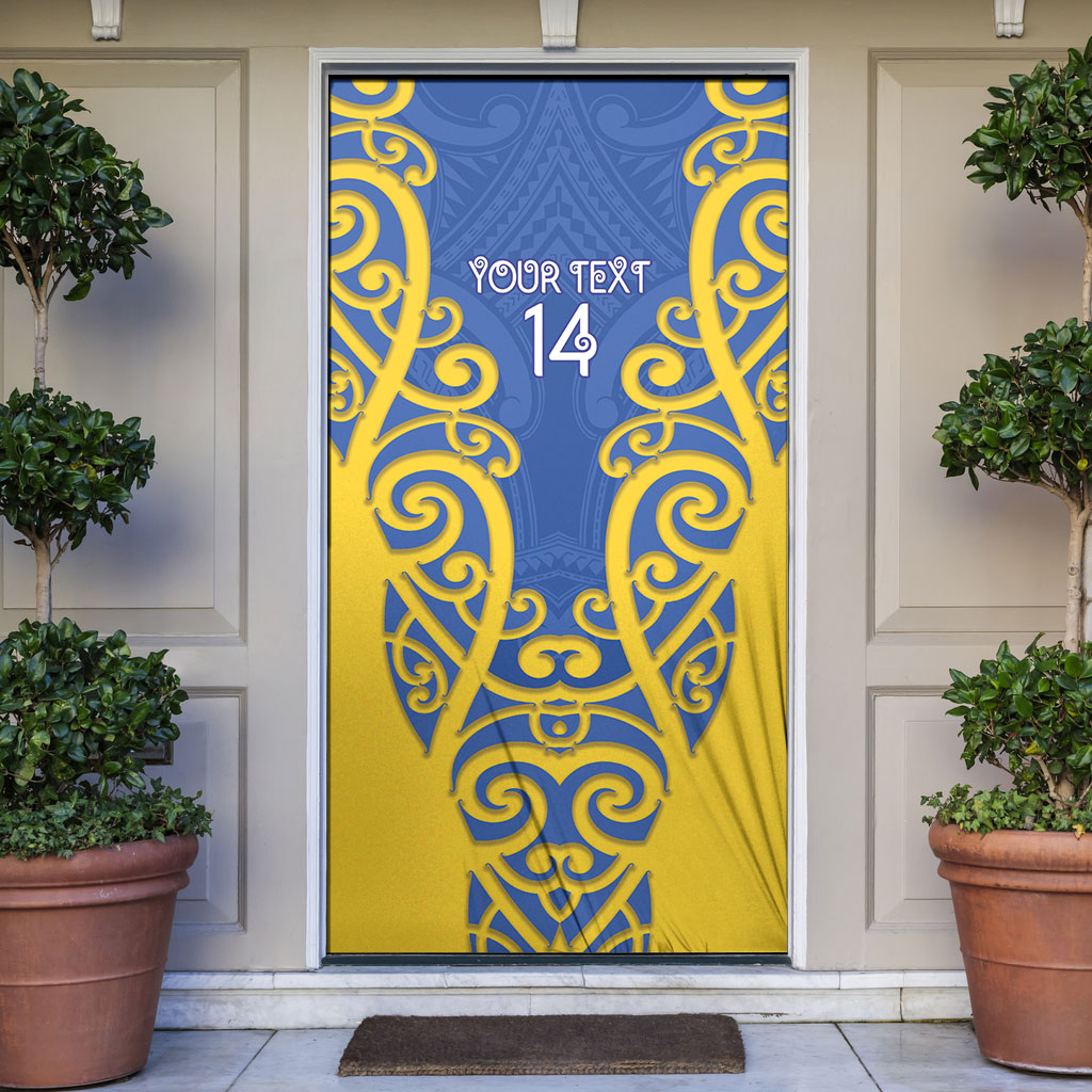 Otago Custom Rugby New Zealand Door Cover Aotearoa Maori Pukana Tiki Mascot