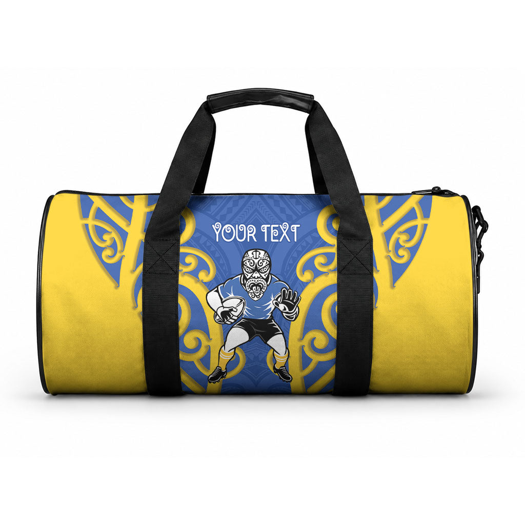 Otago Custom Rugby New Zealand Duffle Bag Aotearoa Maori Pukana Tiki Mascot LT14 One size Blue - Polynesian Pride