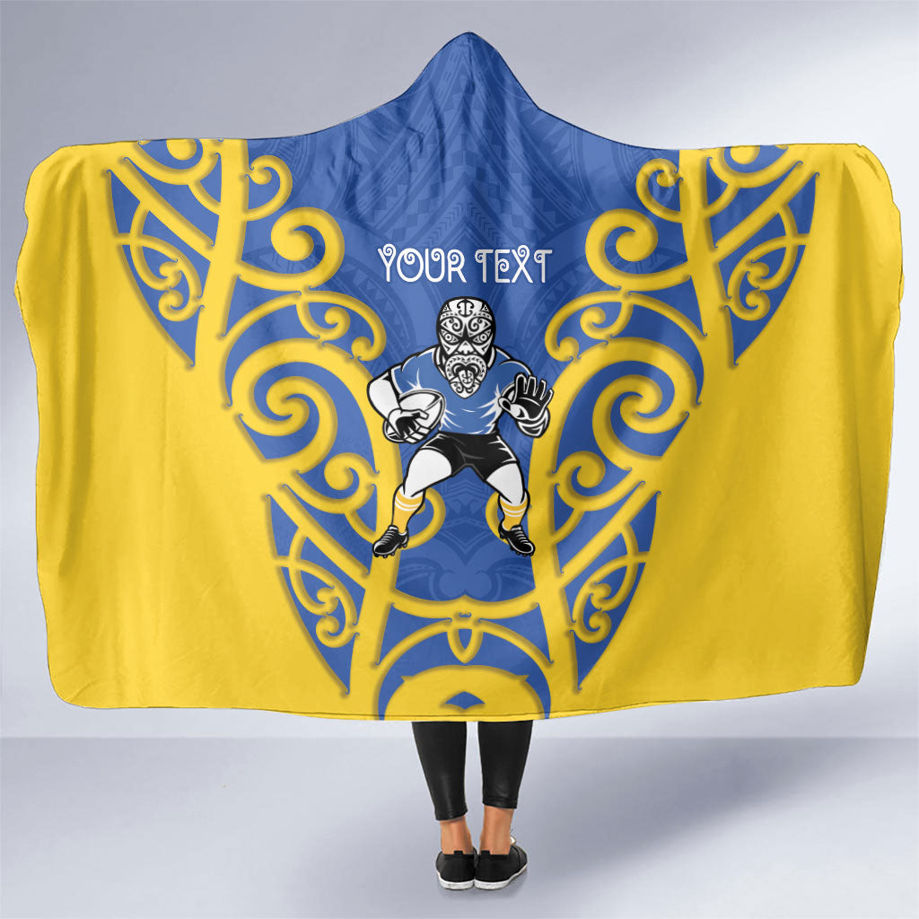 Otago Custom Rugby New Zealand Hooded Blanket Aotearoa Maori Pukana Tiki Mascot