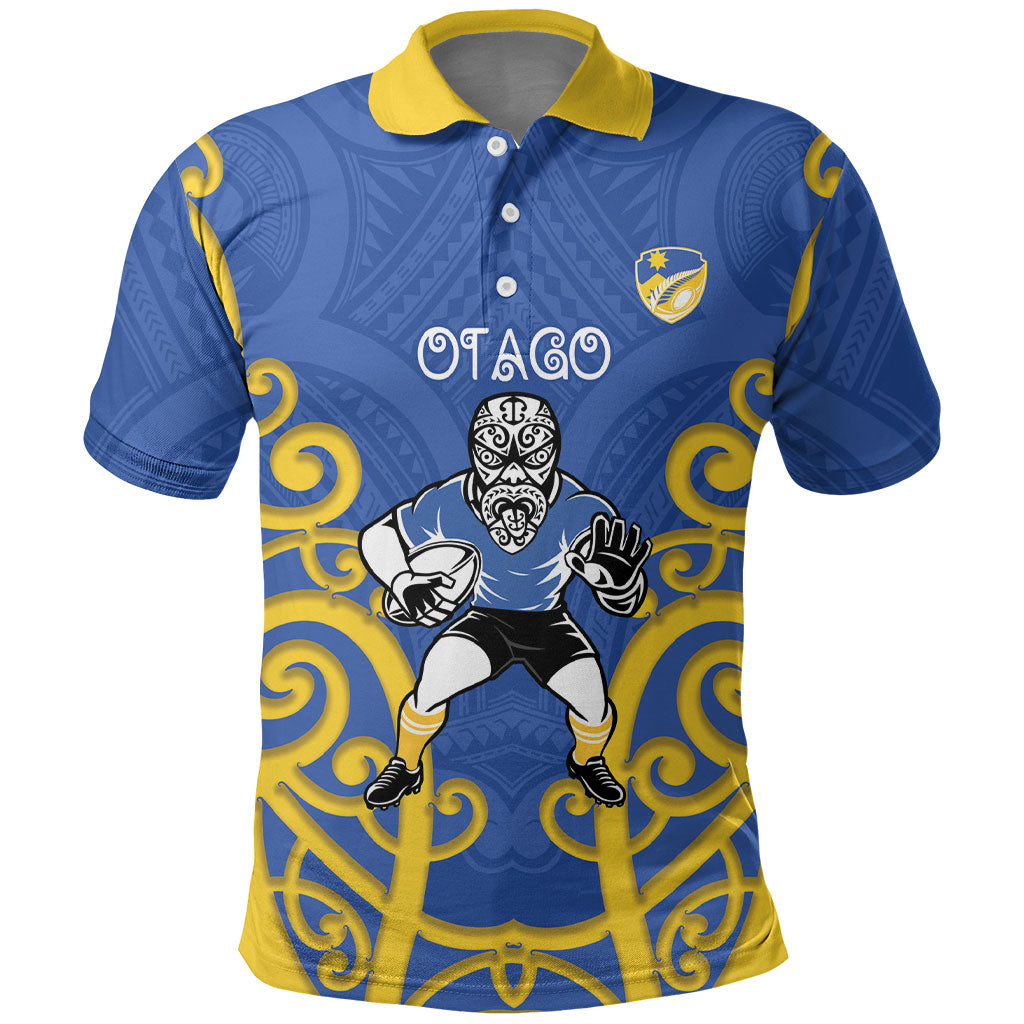 Otago Custom Rugby New Zealand Polo Shirt Aotearoa Maori Pukana Tiki Mascot