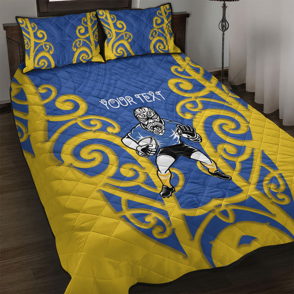 Otago Custom Rugby New Zealand Quilt Bed Set Aotearoa Maori Pukana Tiki Mascot