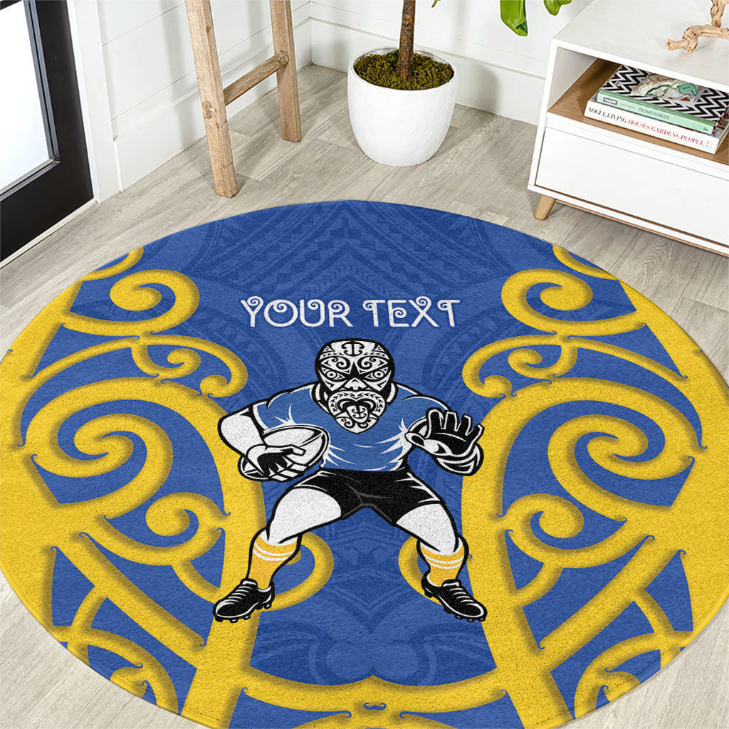 Otago Custom Rugby New Zealand Round Carpet Aotearoa Maori Pukana Tiki Mascot