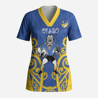 Otago Custom Rugby New Zealand Scrub Top Aotearoa Maori Pukana Tiki Mascot