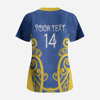 Otago Custom Rugby New Zealand Scrub Top Aotearoa Maori Pukana Tiki Mascot