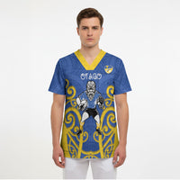 Otago Custom Rugby New Zealand Scrub Top Aotearoa Maori Pukana Tiki Mascot