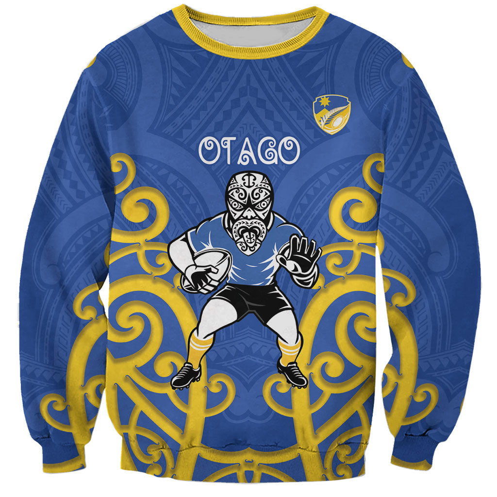 Otago Custom Rugby New Zealand Sweatshirt Aotearoa Maori Pukana Tiki Mascot