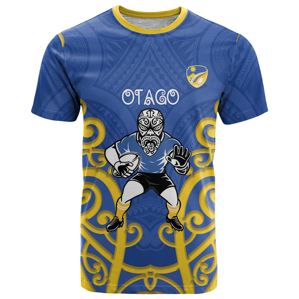 Otago Custom Rugby New Zealand T Shirt Aotearoa Maori Pukana Tiki Mascot