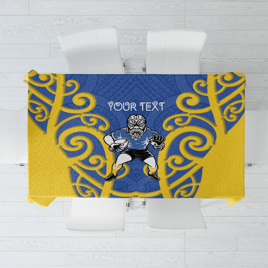 Otago Custom Rugby New Zealand Tablecloth Aotearoa Maori Pukana Tiki Mascot