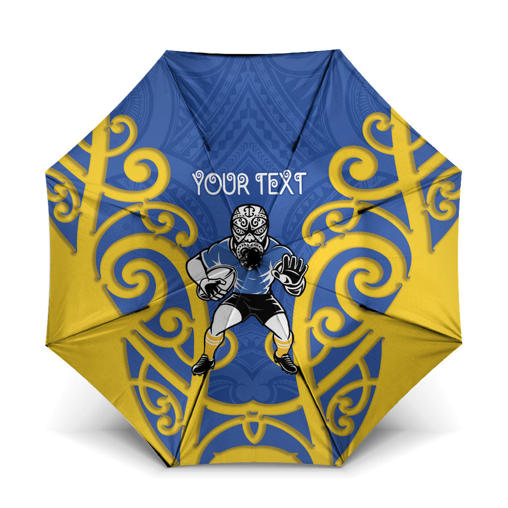 Otago Custom Rugby New Zealand Umbrella Aotearoa Maori Pukana Tiki Mascot