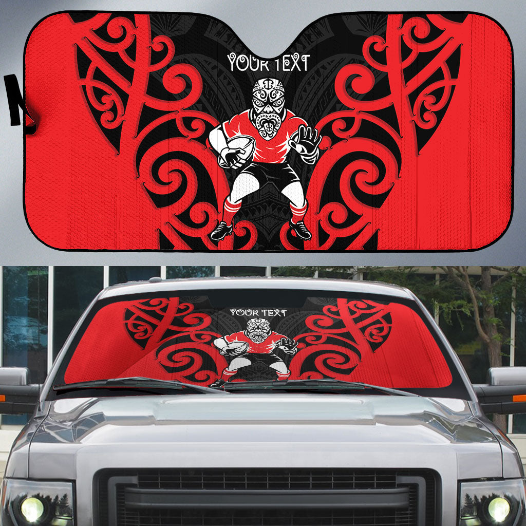 Counties Manukau Custom Rugby New Zealand Auto Sun Shade Aotearoa Maori Pukana Tiki Mascot