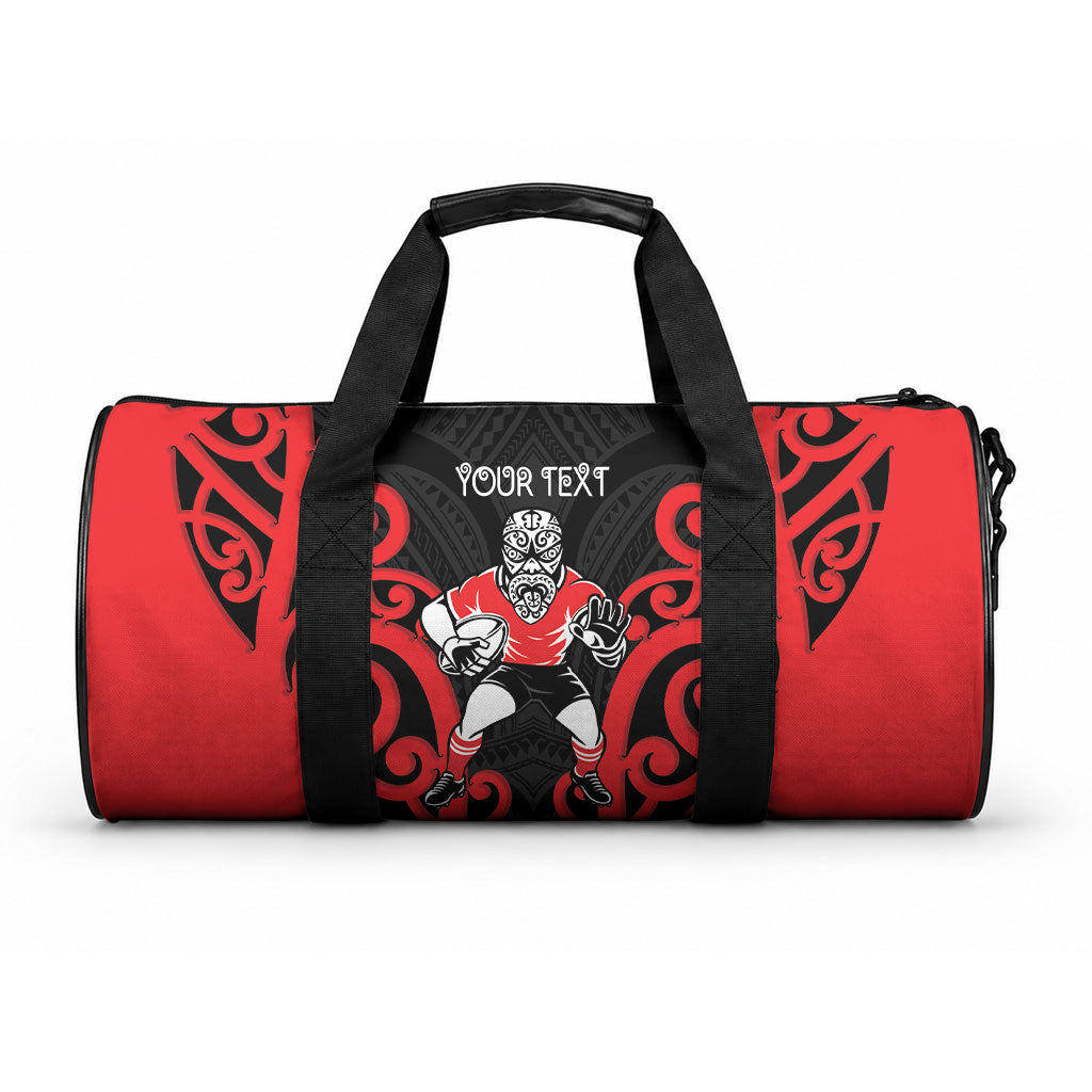 Counties Manukau Custom Rugby New Zealand Duffle Bag Aotearoa Maori Pukana Tiki Mascot LT14 One size Red - Polynesian Pride
