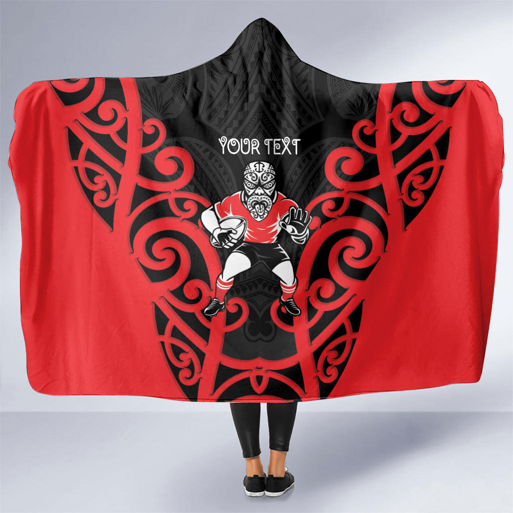 Counties Manukau Custom Rugby New Zealand Hooded Blanket Aotearoa Maori Pukana Tiki Mascot