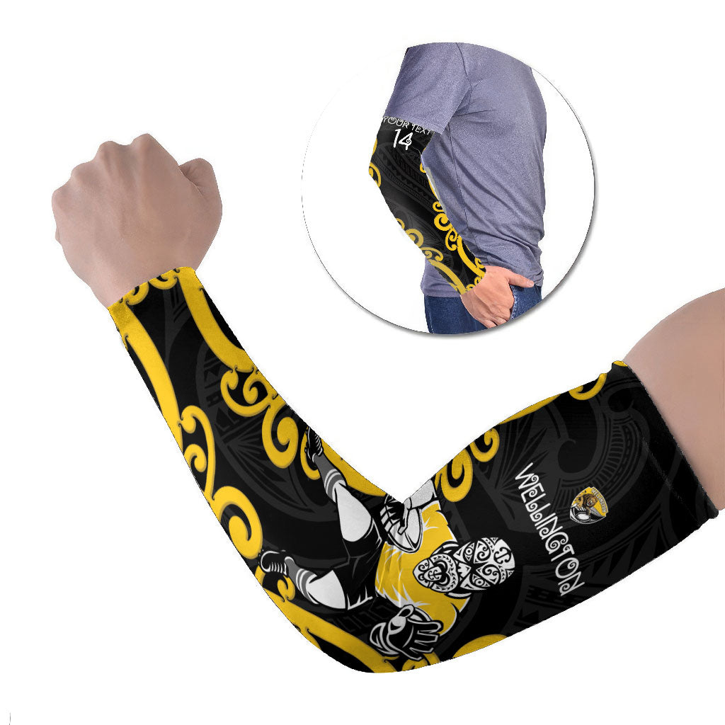 Wellington Custom Rugby New Zealand Arm Sleeves Aotearoa Maori Pukana Tiki Mascot