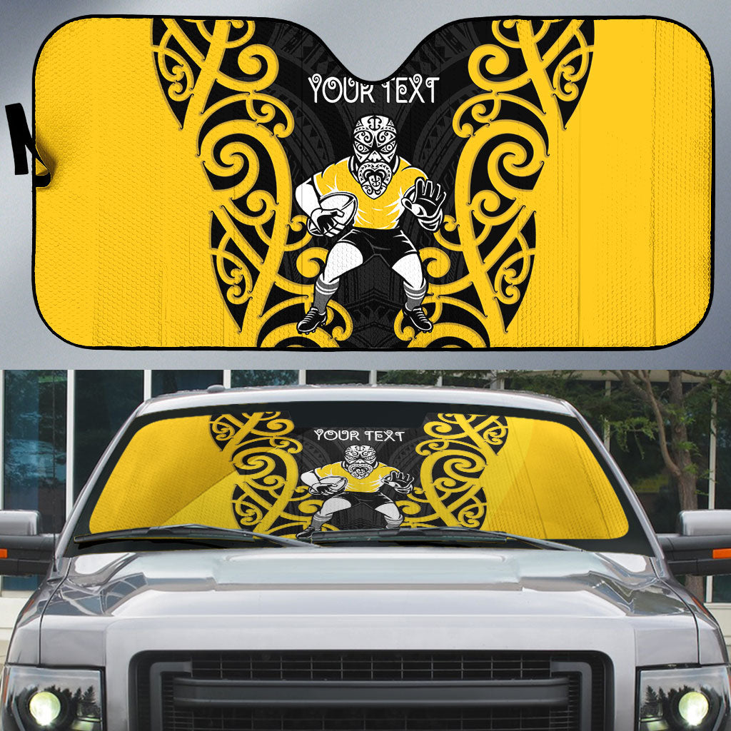 Wellington Custom Rugby New Zealand Auto Sun Shade Aotearoa Maori Pukana Tiki Mascot