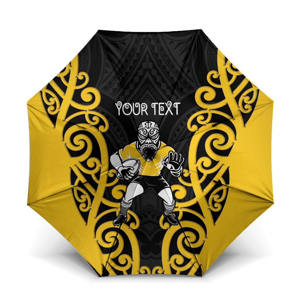 Wellington Custom Rugby New Zealand Umbrella Aotearoa Maori Pukana Tiki Mascot