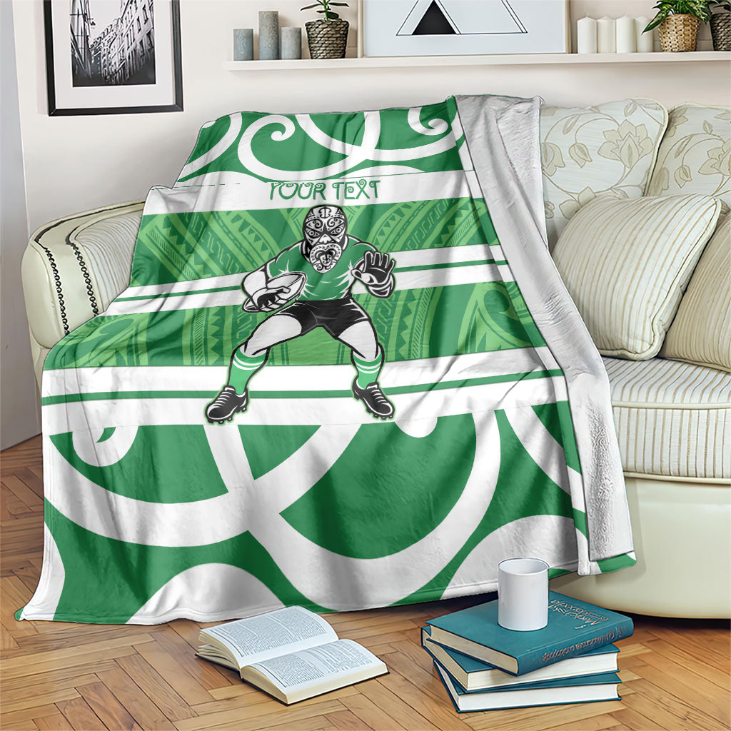 Manawatu Custom Rugby New Zealand Blanket Aotearoa Maori Pukana Tiki Mascot