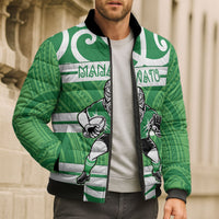 Manawatu Custom Rugby New Zealand Bomber Puffer Jacket Aotearoa Maori Pukana Tiki Mascot