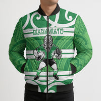 Manawatu Custom Rugby New Zealand Bomber Puffer Jacket Aotearoa Maori Pukana Tiki Mascot