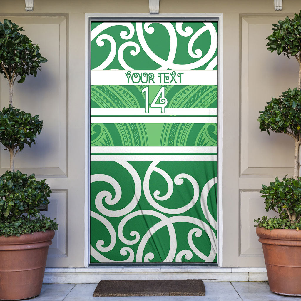 Manawatu Custom Rugby New Zealand Door Cover Aotearoa Maori Pukana Tiki Mascot
