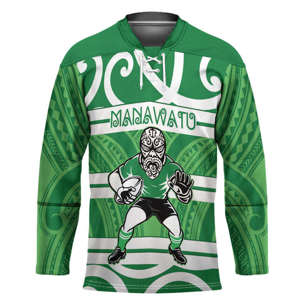 Manawatu Custom Rugby New Zealand Hockey Jersey Aotearoa Maori Pukana Tiki Mascot
