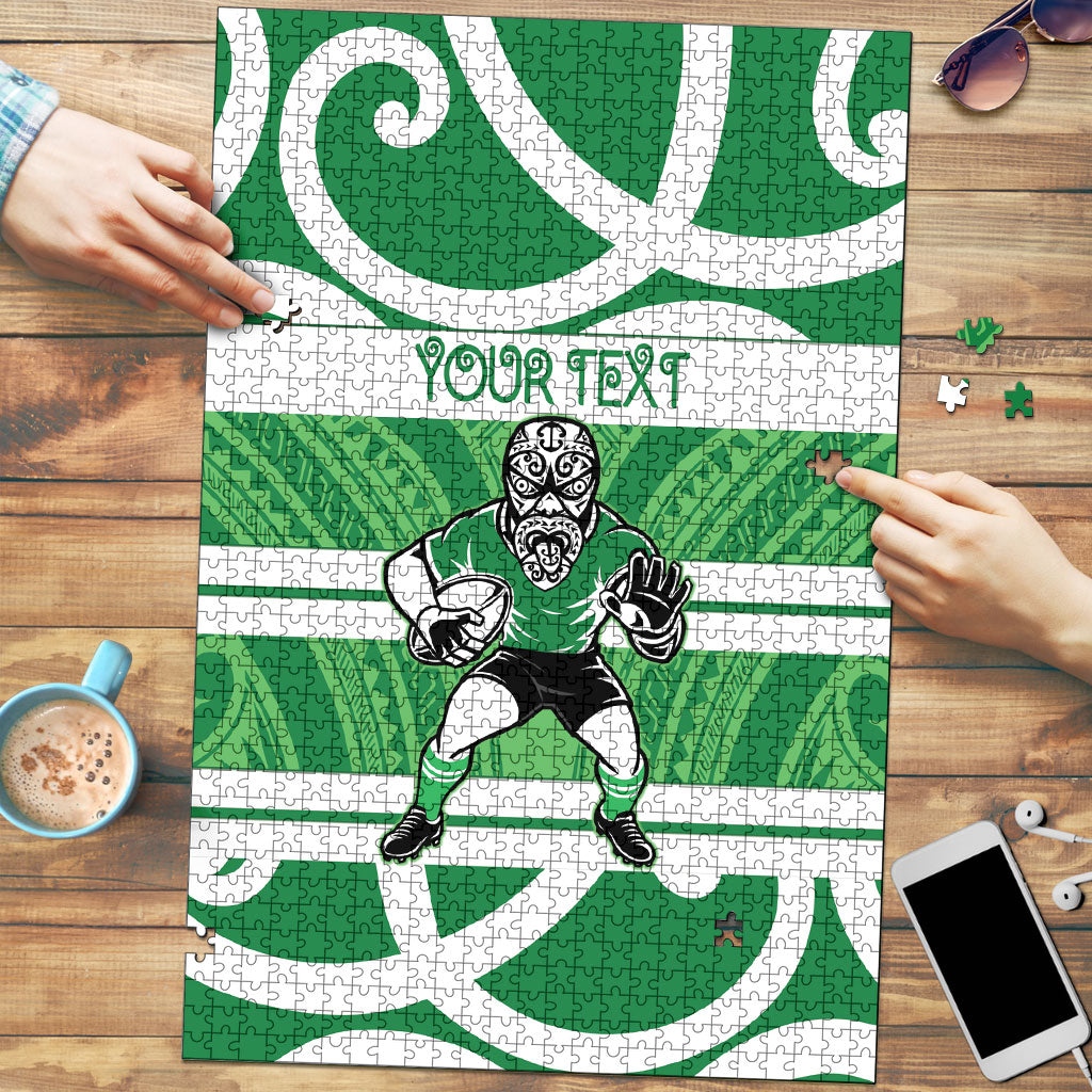 Manawatu Custom Rugby New Zealand Puzzle Aotearoa Maori Pukana Tiki Mascot