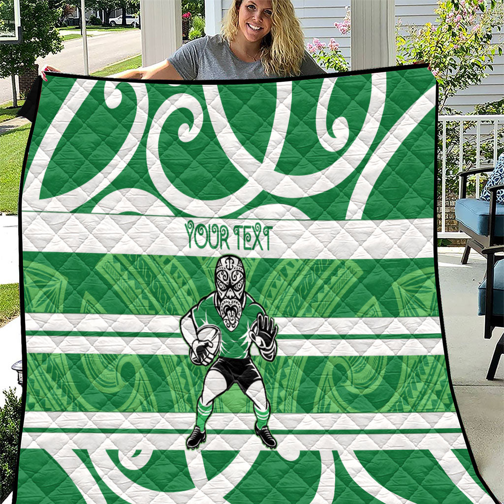 Manawatu Custom Rugby New Zealand Quilt Aotearoa Maori Pukana Tiki Mascot