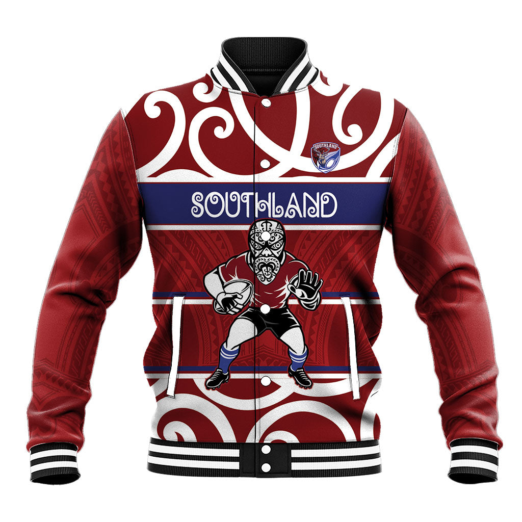 Southland Custom Rugby New Zealand Baseball Jacket Aotearoa Maori Pukana Tiki Mascot