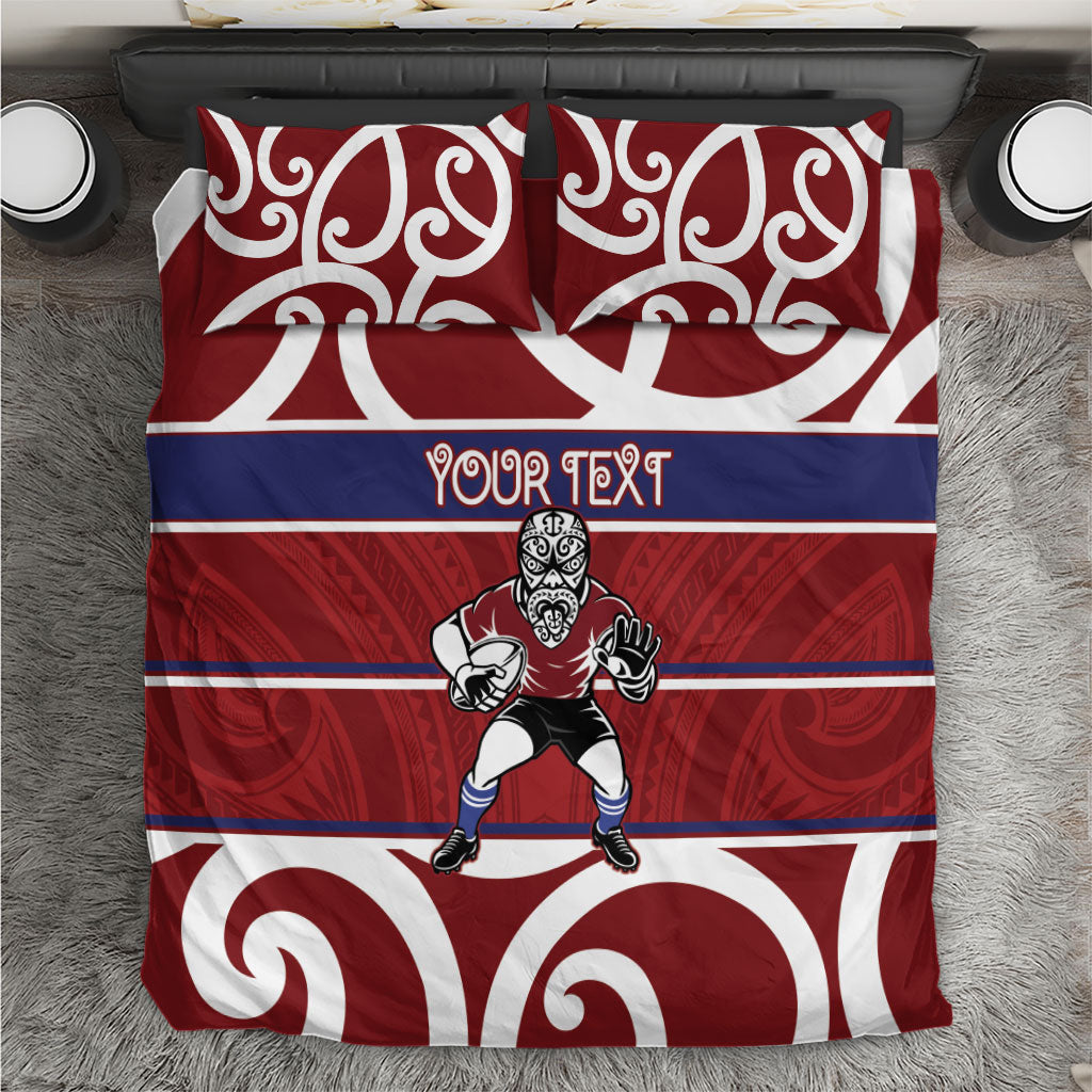Southland Custom Rugby New Zealand Bedding Set Aotearoa Maori Pukana Tiki Mascot
