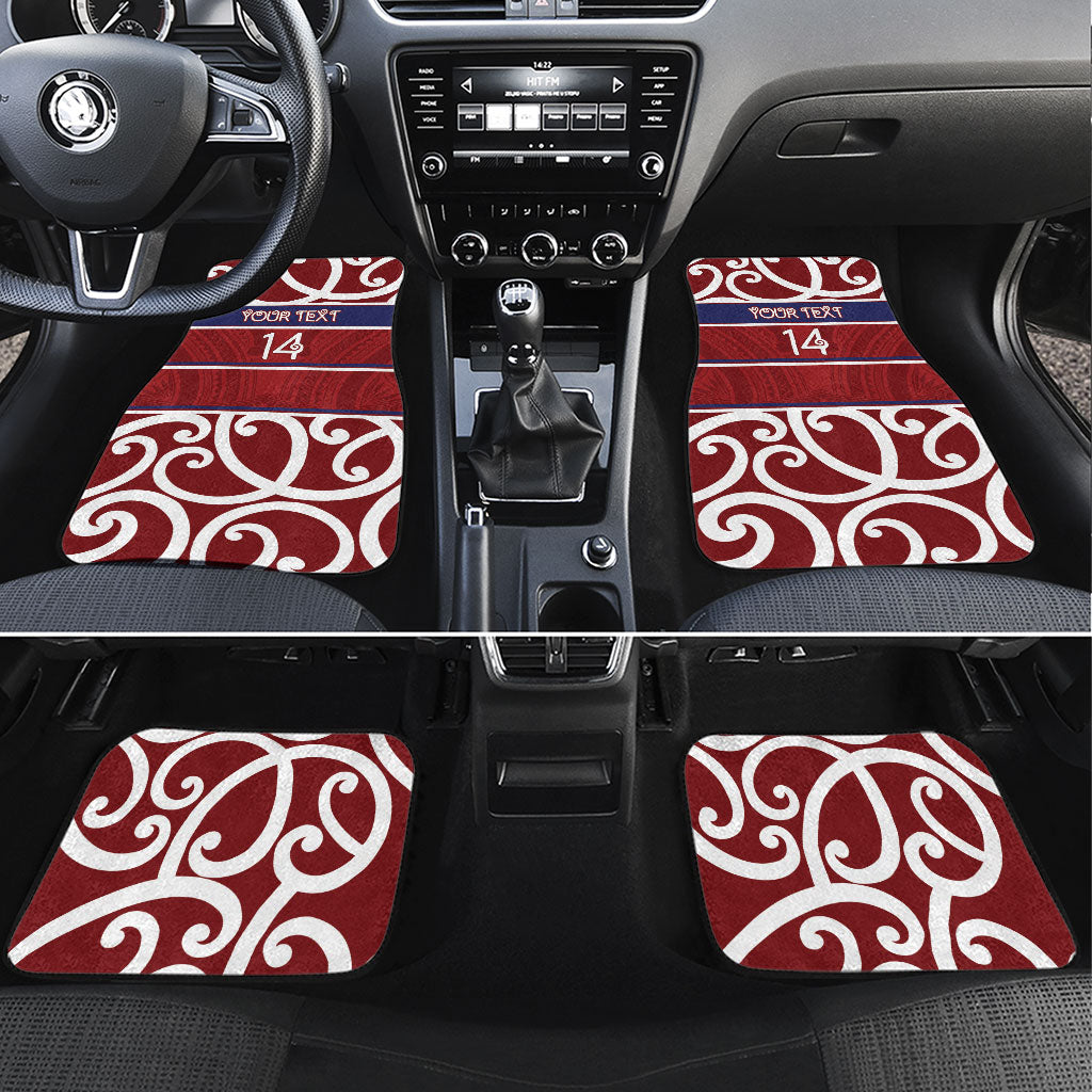 Southland Custom Rugby New Zealand Car Mats Aotearoa Maori Pukana Tiki Mascot