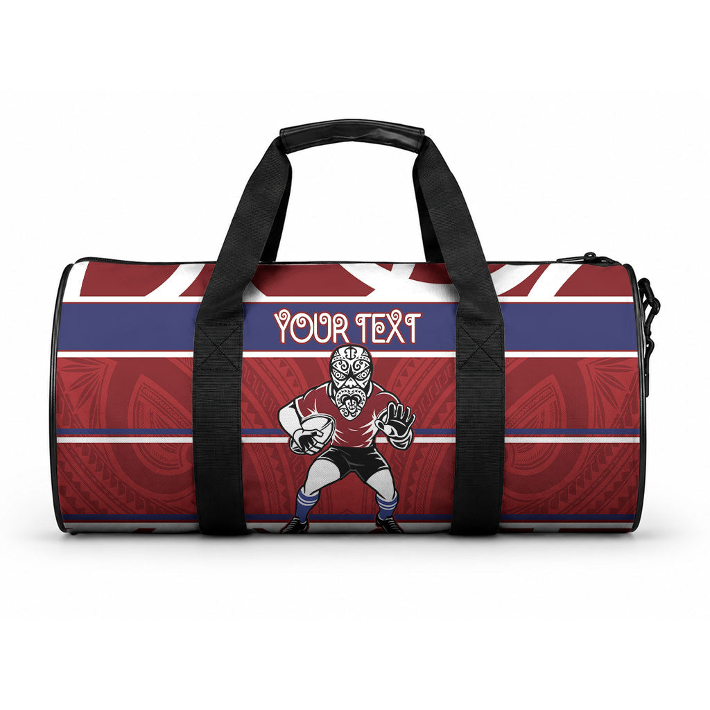 Southland Custom Rugby New Zealand Duffle Bag Aotearoa Maori Pukana Tiki Mascot LT14 One size Maroon - Polynesian Pride