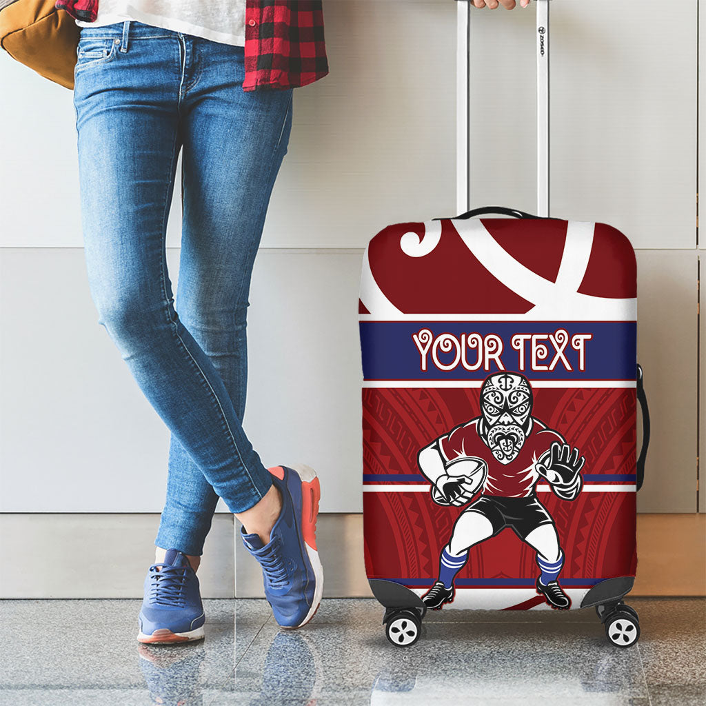 Southland Custom Rugby New Zealand Luggage Cover Aotearoa Maori Pukana Tiki Mascot